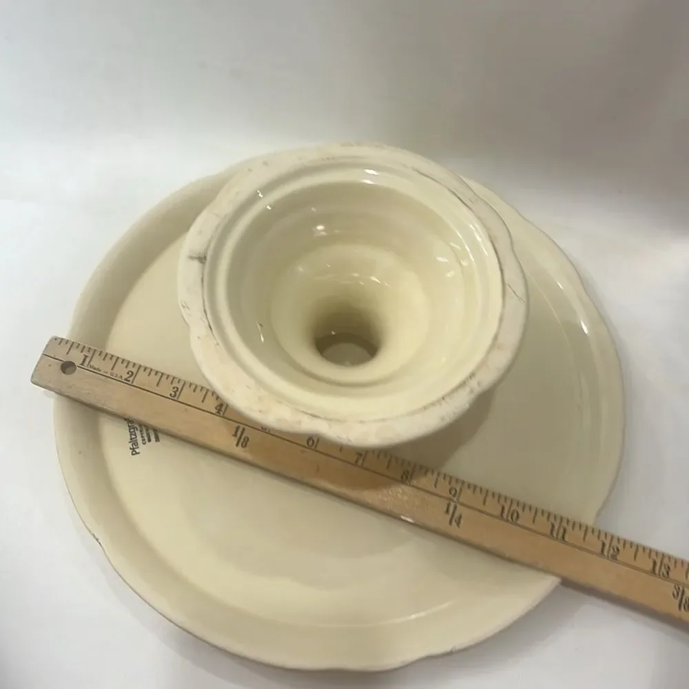 Pfaltzgraff Silk Rose Cake Plate Stand 12 In Round Creamy Yellow Pink Green